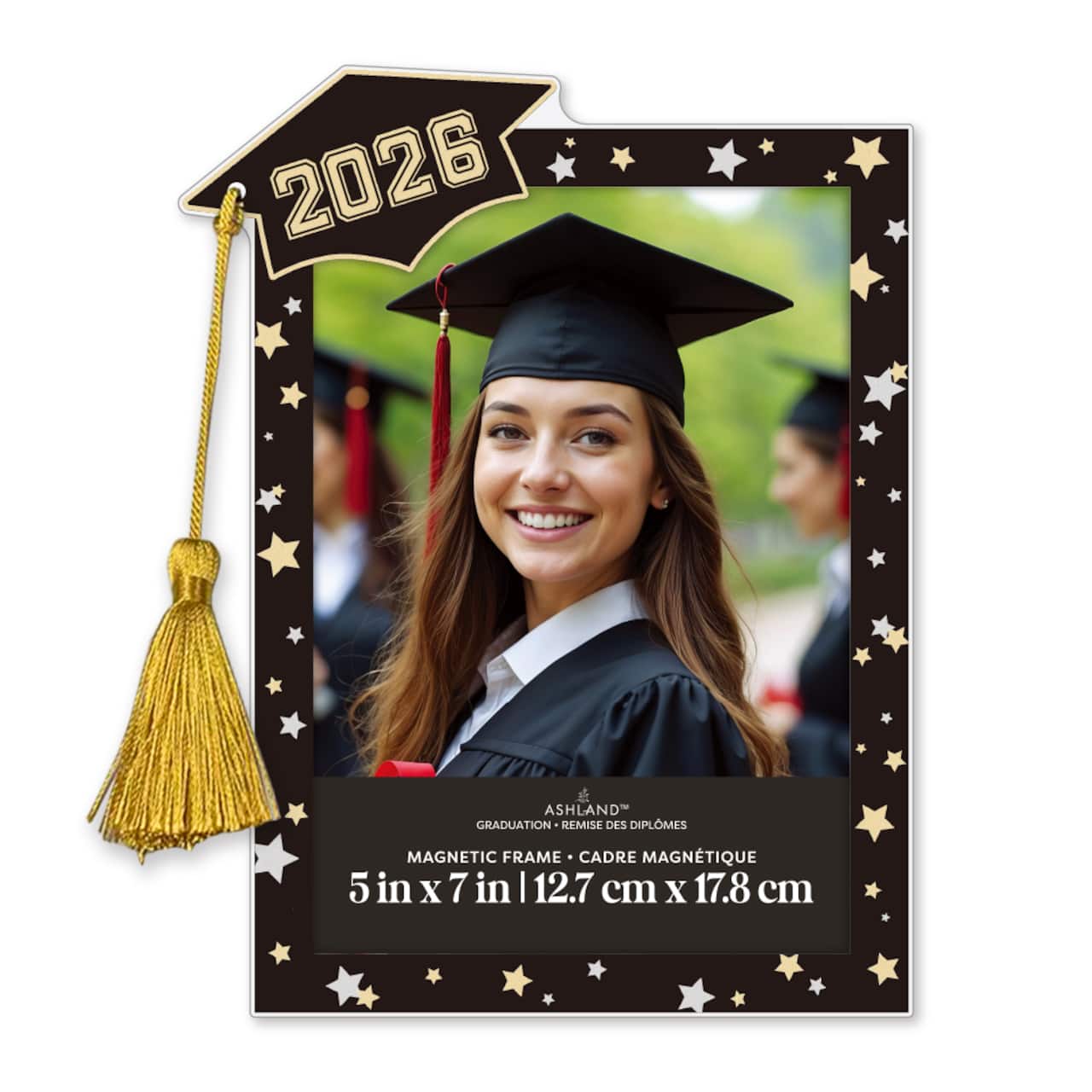 5" x 7" Black & Gold Tassel Magnetic Frame, Graduation by Ashland®